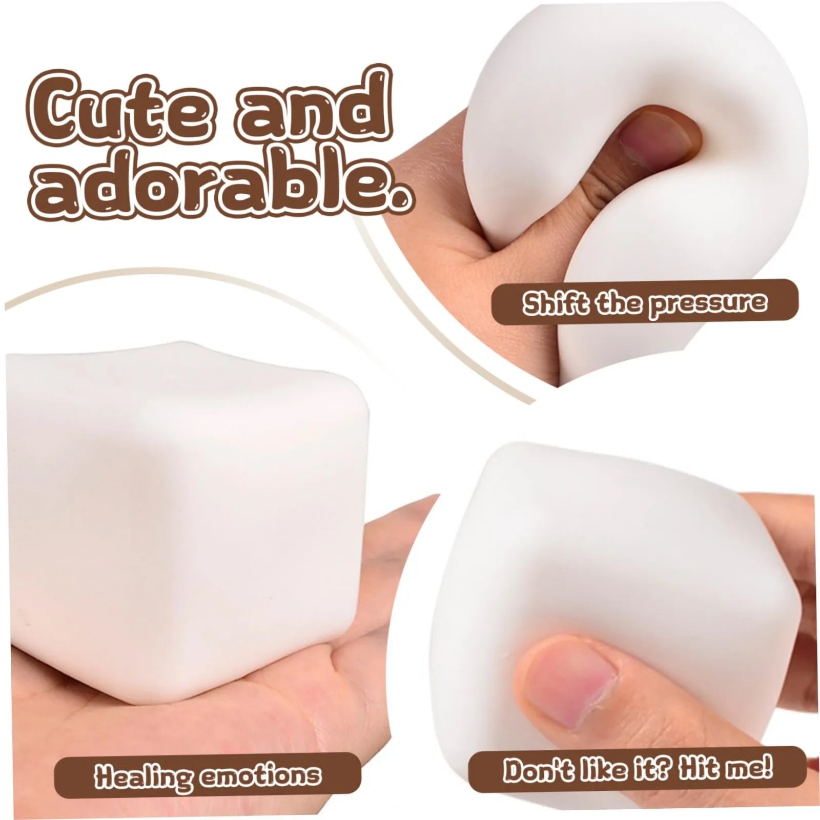 Squishy Milk White Tofu Squeeze Toy Cute White Square Sensory Stress Relief Fidget Toys Dough Ball Gifts for Adults Best Gift