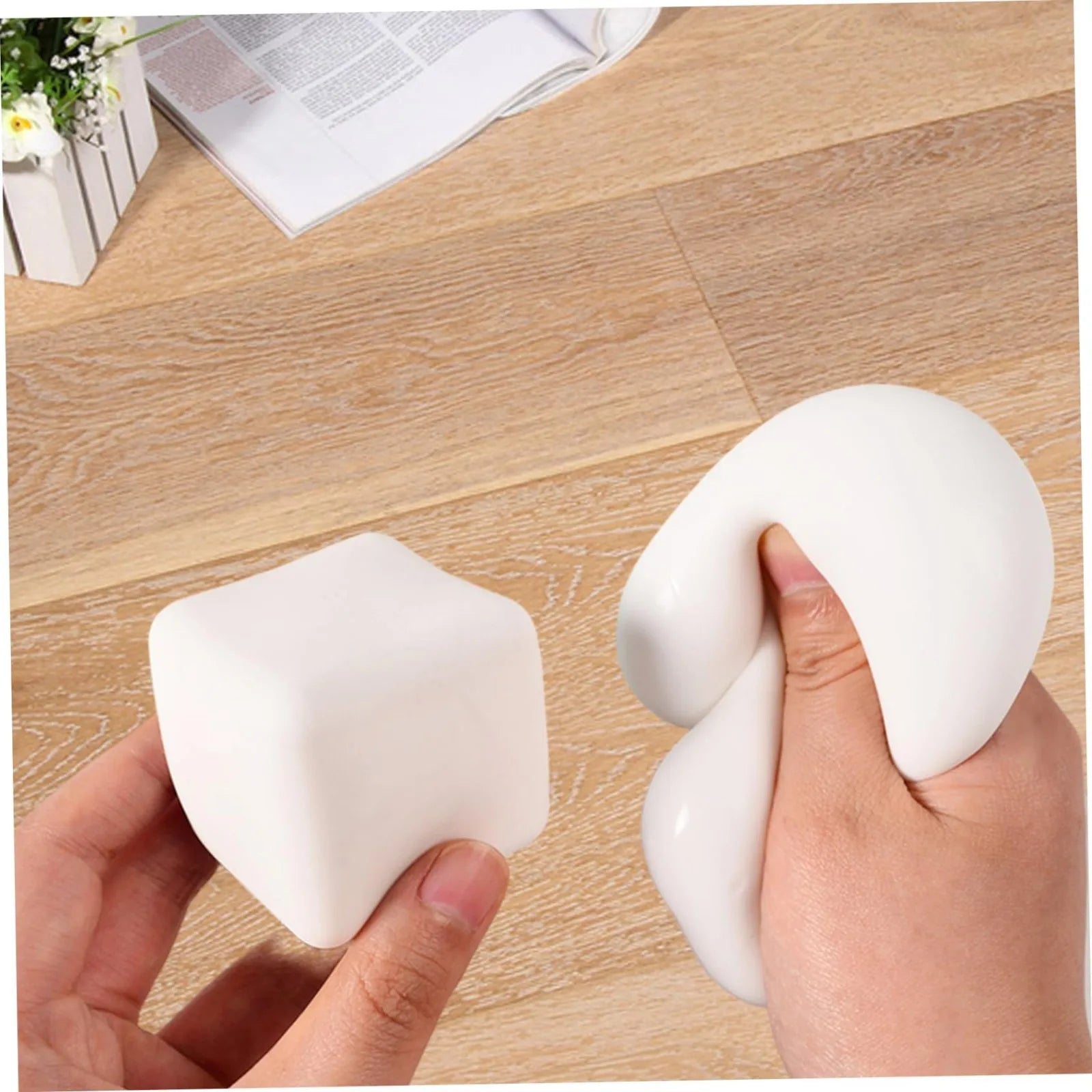 Squishy Milk White Tofu Squeeze Toy Cute White Square Sensory Stress Relief Fidget Toys Dough Ball Gifts for Adults Best Gift
