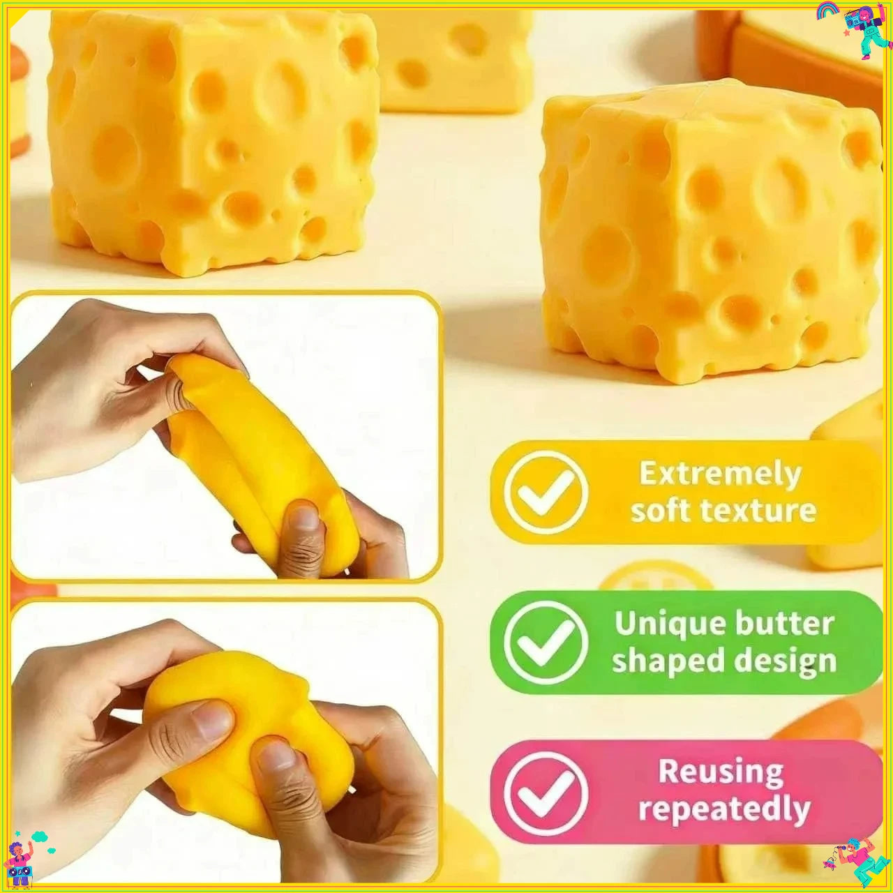 Cheese Squishies Toy, Squishies Cheese Slow Rising Squeeze Block, Venting Balls Stress Relief...
