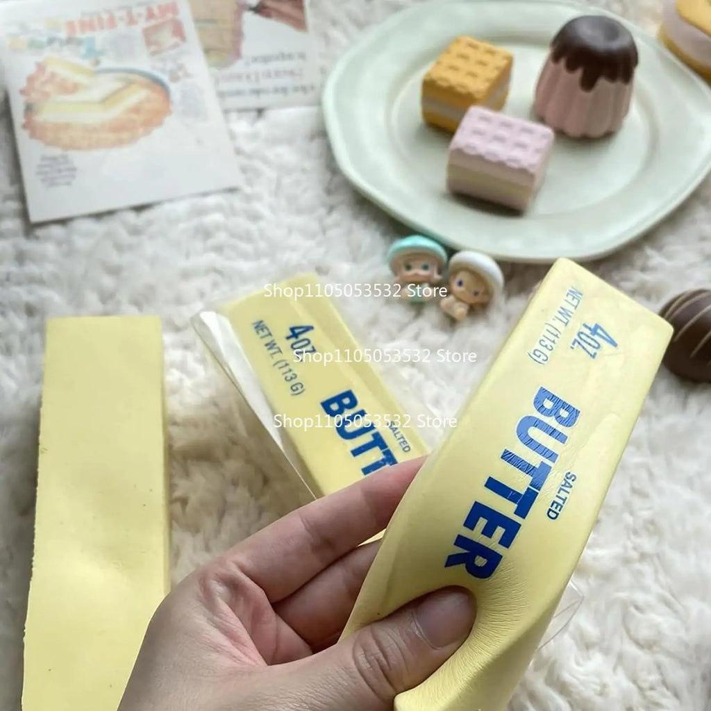 Soft Butter Squishy Sensory Toy Slow Rising Stress Relief Squishy Kawaii Fidget Toy for Kids and Adults Anxiety Relief Hand Squeeze Toy Cute Desk Decoration