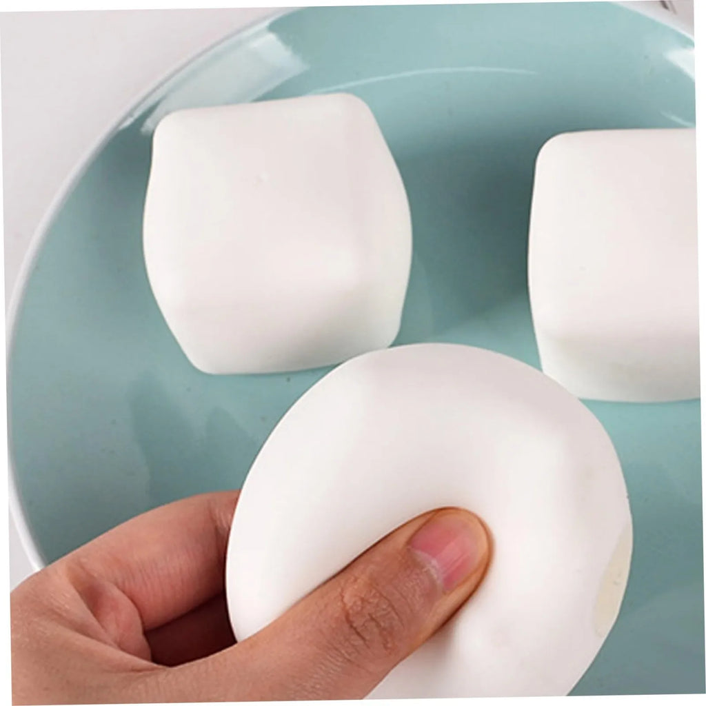 Squishy Milk White Tofu Squeeze Toy Cute White Square Sensory Stress Relief Fidget Toys Dough Ball Gifts for Adults Best Gift